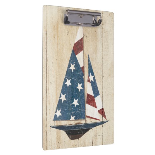 Zeilboot met Amerikaanse vlag Klembord (Rechts)