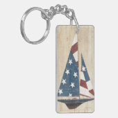 Zeilboot met Amerikaanse vlag Sleutelhanger (Voorkant Links)