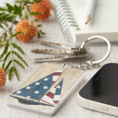 Zeilboot met Amerikaanse vlag Sleutelhanger (Voorkant Rechts)