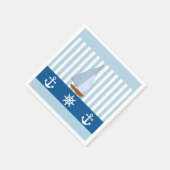 Zeilboot met anker en scheepswiel servet (Hoek)