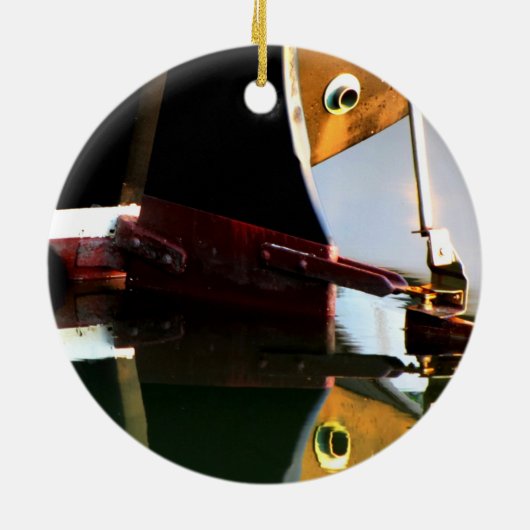 Zeilboot met Bow Sprit en reflecties in water Keramisch Ornament (Achterkant)