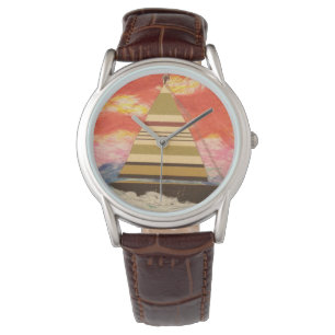 Zeilboot met gestreept zeil horloge