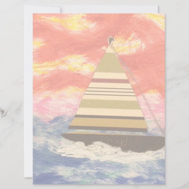 zeilboot met gestript zeilplakpapier (Voorkant)