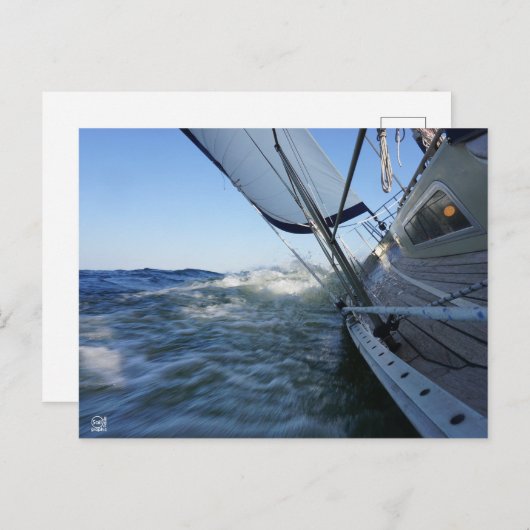 Zeilboot met lege horizon voor avontuur. briefkaart (Voorkant / Achterkant)