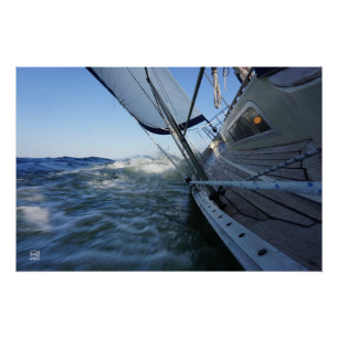 Zeilboot met lege horizon voor avontuur. perfect poster