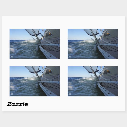 Zeilboot met lege horizon voor avontuur. rechthoekige sticker (Vel)