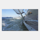 Zeilboot met lege horizon voor avontuur. rechthoekige sticker (Voorkant)