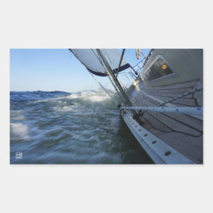 Zeilboot met lege horizon voor avontuur. rechthoekige sticker