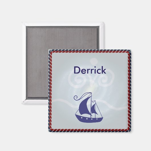 Zeilboot met Lijst Rope Gepersonaliseerd Magneet (Voorkant / Achterkant)