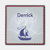 Zeilboot met Lijst Rope Gepersonaliseerd Magneet (Voorkant)
