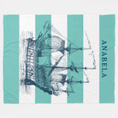 Zeilboot met  marineblauw fleece deken (Voorkant (Horizontaal))