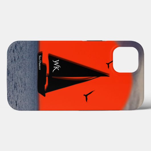Zeilboot met monogram en naam op boot Case-Mate iPhone case (Achterkant (horizontaal))