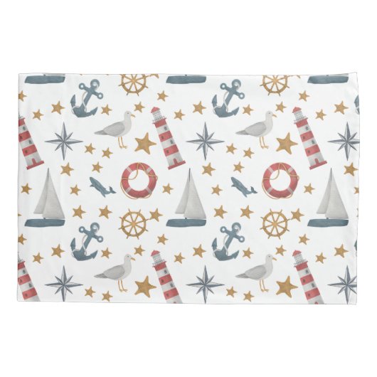 Zeilboot met Nautical Ocean Anchor Compass Roos Kussensloop (Achterkant)