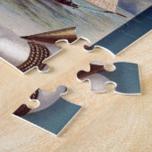 zeilboot met reddingsboten, touw en anker legpuzzel (Zijkant)