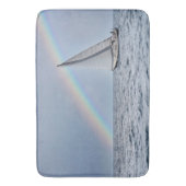 Zeilboot met regenboog badmat (Voorkant Verticaal)