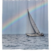 Zeilboot met regenboog douchegordijn (Voorkant)