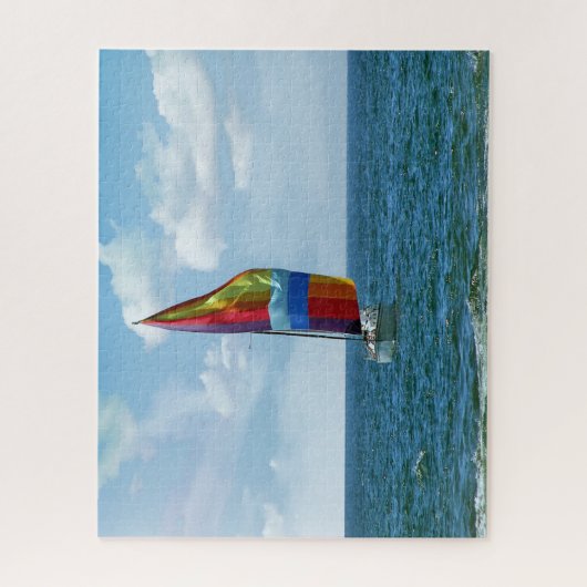 Zeilboot met regenboogvanger legpuzzel (Verticaal)