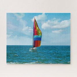 Zeilboot met regenboogvanger legpuzzel