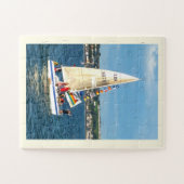 Zeilboot met vlag legpuzzel (Horizontaal)