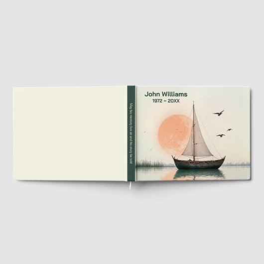 Zeilboot met zeemeeuwen voor herdenkingsdienst gastenboek (Volledig)