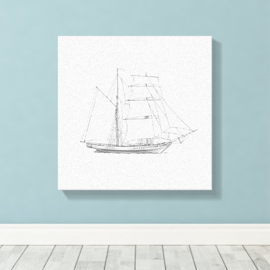 Zeilboot met  zeilboot canvas afdruk (Insitu (Houten vloer))