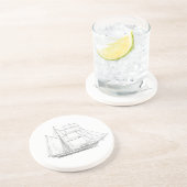 Zeilboot met  zeilboot zandsteen onderzetter (Zijkant)