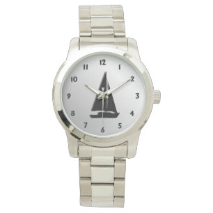 Zeilboot met zwarte nummers horloge