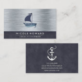 zeilboot | Metallic textuur achtergrond Visitekaartje (Voorkant / Achterkant)