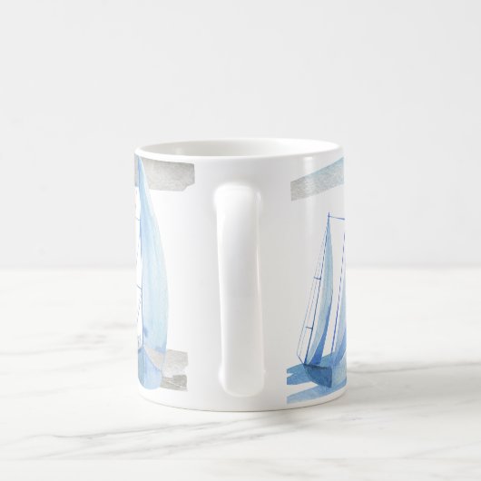 Zeilboot mok: Waterverf Koffiemok (Handvat)