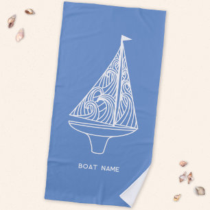 Zeilboot naam nautisch strandlaken