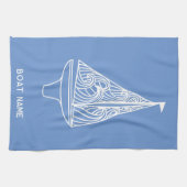 Zeilboot naam nautisch theedoek (Horizontaal)