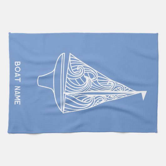 Zeilboot naam nautisch theedoek (Horizontaal)