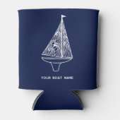 Zeilboot Naam Nautische Marine Blauw Blikjeskoeler (Voorkant)