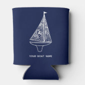 Zeilboot Naam Nautische Marine Blauw Blikjeskoeler (Achterkant)