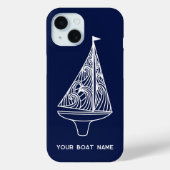 Zeilboot Naam Nautische Marine Blauw Case-Mate iPhone Case (Achterkant)