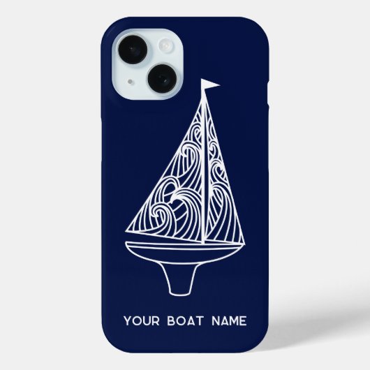 Zeilboot Naam Nautische Marine Blauw Case-Mate iPhone Case (Achterkant)