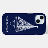 Zeilboot Naam Nautische Marine Blauw Case-Mate iPhone Case (Achterkant (horizontaal))