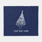 Zeilboot Naam Nautische Marine Blauw Fleece Deken (Voorkant (Horizontaal))