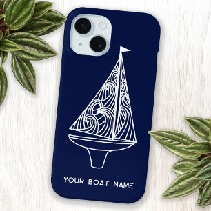 Zeilboot Naam Nautische Marine Blauw iPhone 15 Case