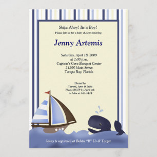Zeilboot Nautical Baby shower 5x7 Kaart