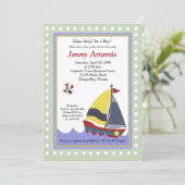 Zeilboot Nautical Baby shower 5x7 Kaart (Staand voorkant)