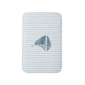 Zeilboot Nautical Blue Stripe Badmat (Voorkant Verticaal)
