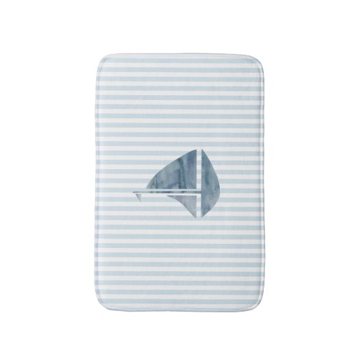 Zeilboot Nautical Blue Stripe Badmat (Voorkant Verticaal)
