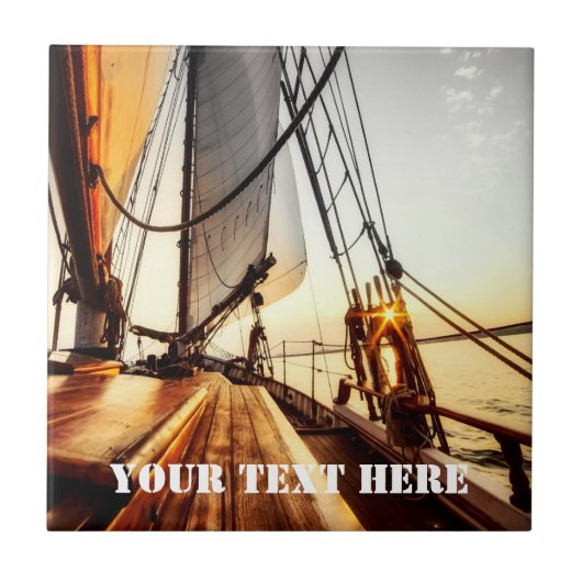 Zeilboot Nautical Maritime Ceramic Tegel Tegeltje (Voorkant)