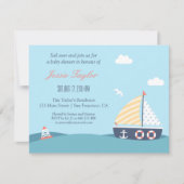 Zeilboot Nautical Theme Baby Shower Invitaties Kaart (Voorkant)