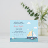Zeilboot Nautical Theme Baby Shower Invitaties Kaart (Staand voorkant)
