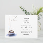 Zeilboot Nautical Theme Weddenschap Kaart (Staand voorkant)