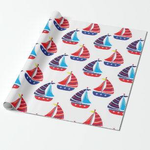 Zeilboot Nautilus Marineblauw Inpakpapier