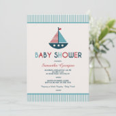 Zeilboot Nautisch Baby shower Uitnodiging (Staand voorkant)