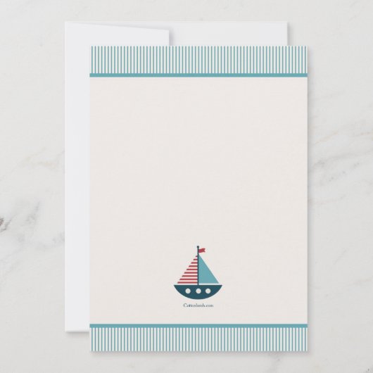 Zeilboot Nautisch Baby shower Uitnodiging (Achterkant)